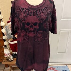Affliction Burgundy Skull Graphic Tee
